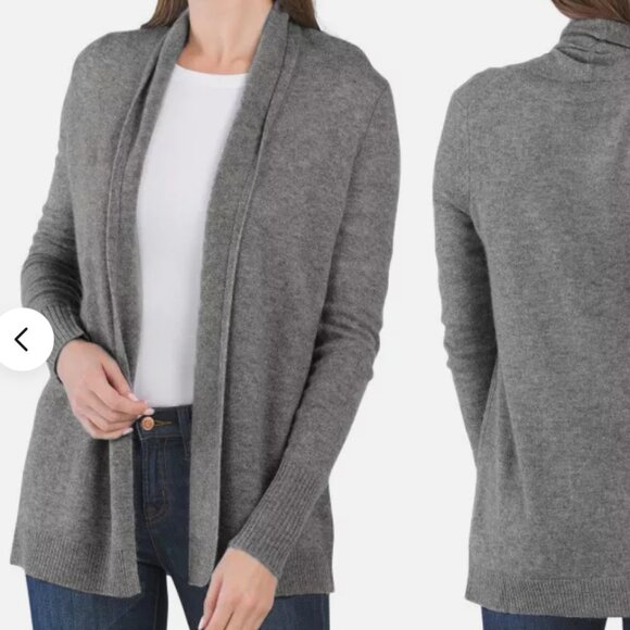 Tahari Women's Heather Gray Cashmere Open Front Cardigan - Picture 1 of 5